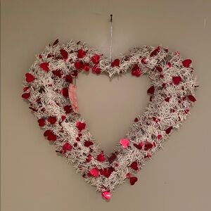 Heart-Shaped White and Red Holiday Wreath